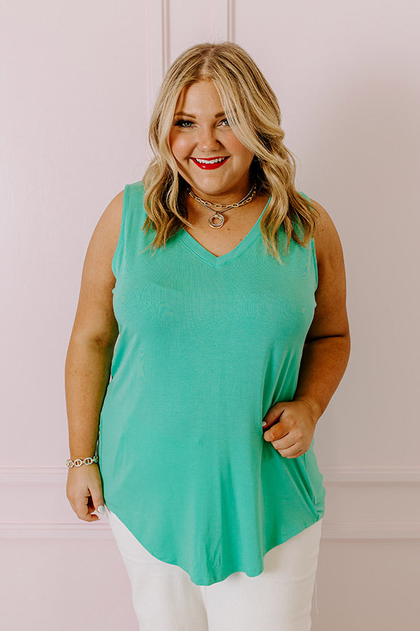 Friends For Life Shift Tank In Light Turquoise Curves Image - 2