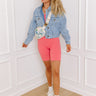 Up At Dawn High Waist Ribbed Biker Shorts in Dusty Rose Image - 1
