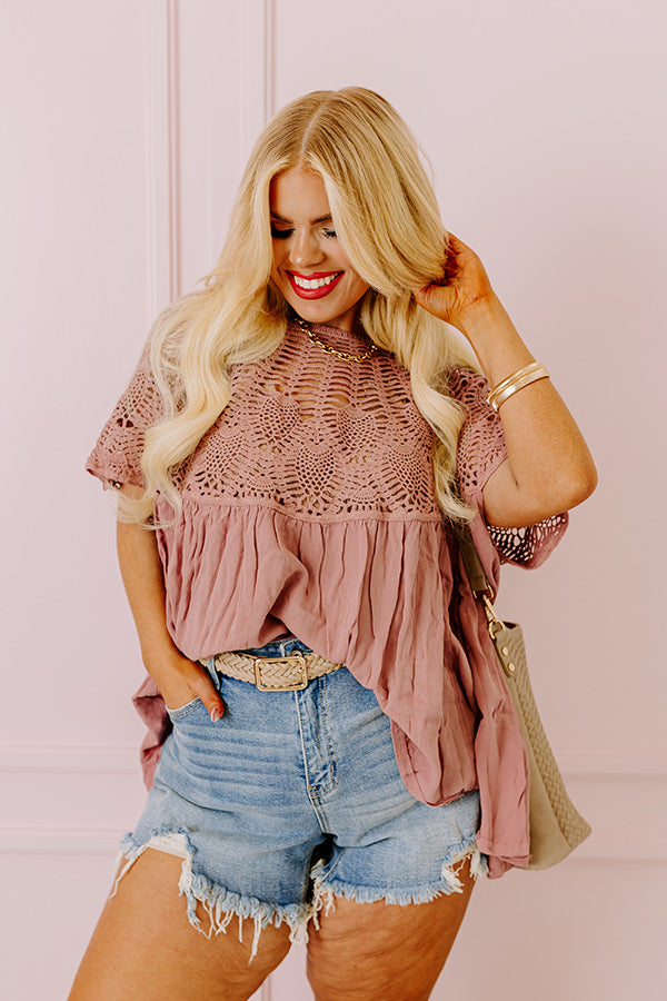 Getting Sun Crochet Shift Top In Dusty Purple Image - 5