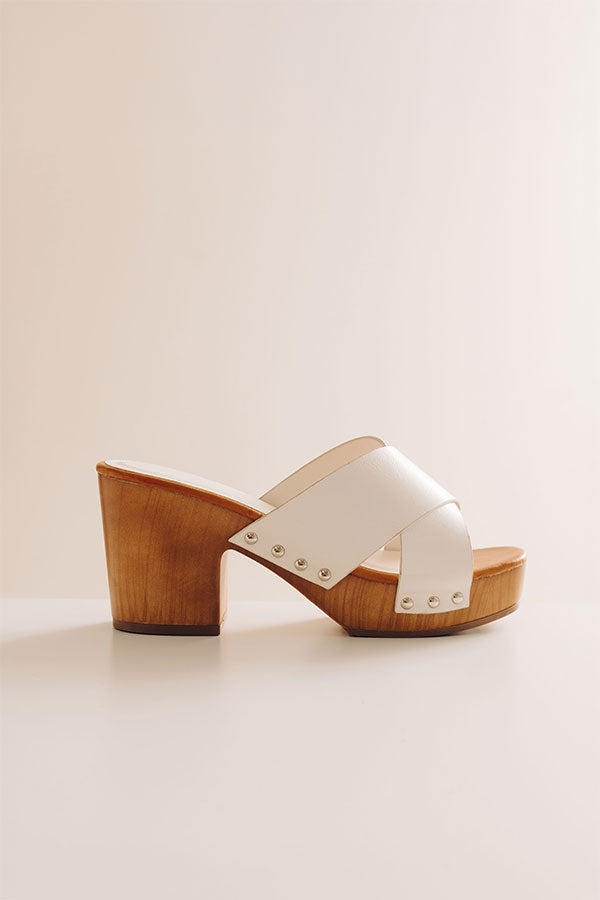 The Mellow Faux Leather Heel in White Image - 2