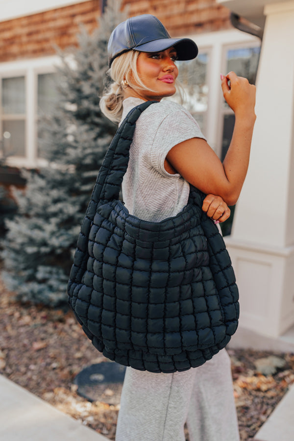 Travel Far Puffer Tote In Black