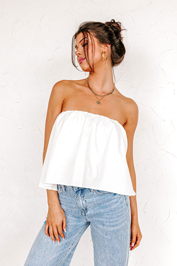 The Party Goes On Tube Top In White