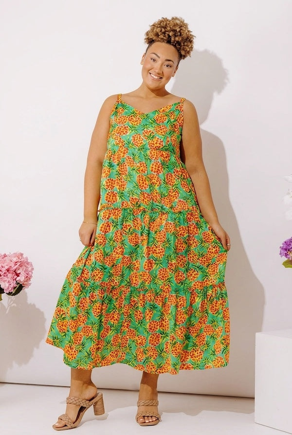 Pineapple Grove Tiered Maxi Dress Curves Image - 1