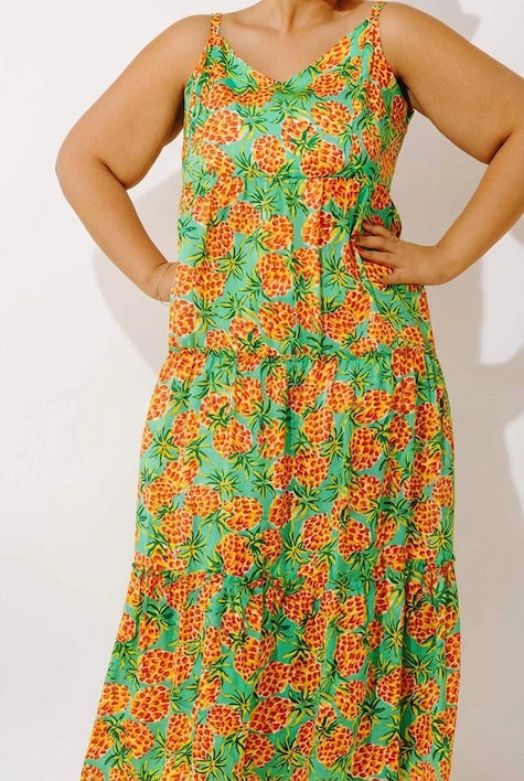 Pineapple Grove Tiered Maxi Dress Curves Image - 2