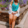 San Fran Frills Polka Dot Top In Teal Curves Image - 1
