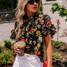 For A Season Floral Shift Top in Black Image - 1