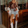The Carver Faux Leather Bodysuit In Brown Image - 1