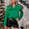 Once In A Lifetime Satin Top In Kelly Green Image - 1