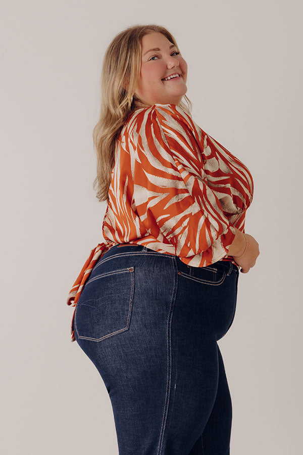 Truly Beautiful Satin Top In Dark Tangerine Curves Image - 4