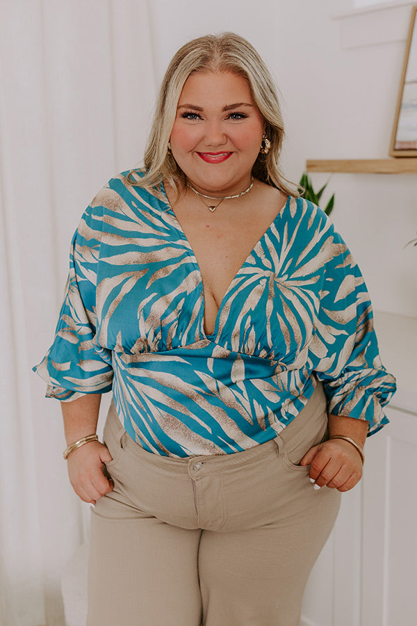 Truly Beautiful Satin Top In Turquoise Curves Image - 2