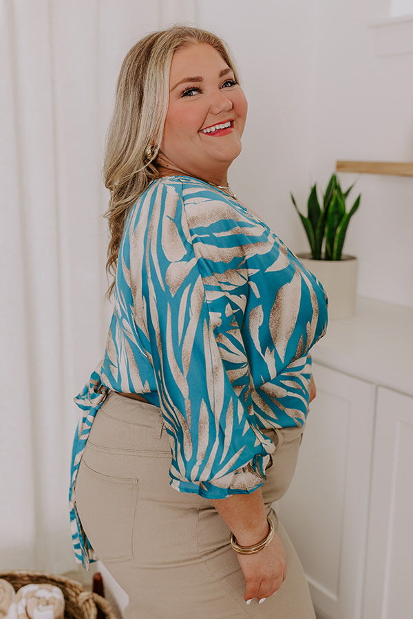Truly Beautiful Satin Top In Turquoise Curves Image - 3