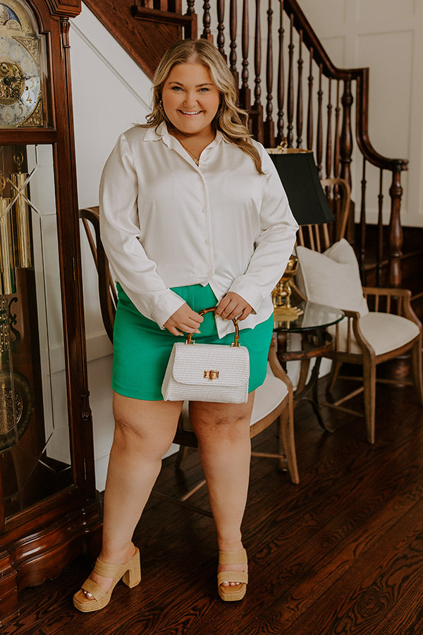 Ready To Remix High Waist Shorts In Green Curves Image - 5