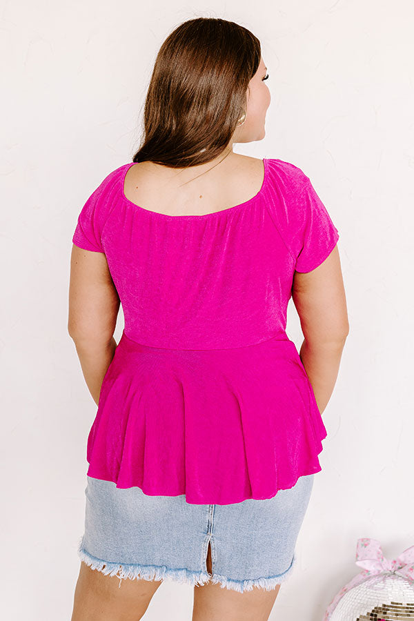 Romantic Getaway Front Tie Babydoll Top In Fuchsia Curves Image - 4