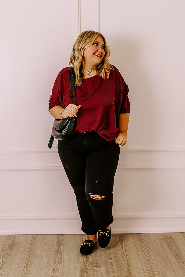 Out For A Drive Shift Top In Wine Curves Image - 1