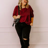 Out For A Drive Shift Top In Wine Curves Image - 1