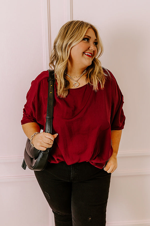 Out For A Drive Shift Top In Wine Curves Image - 3