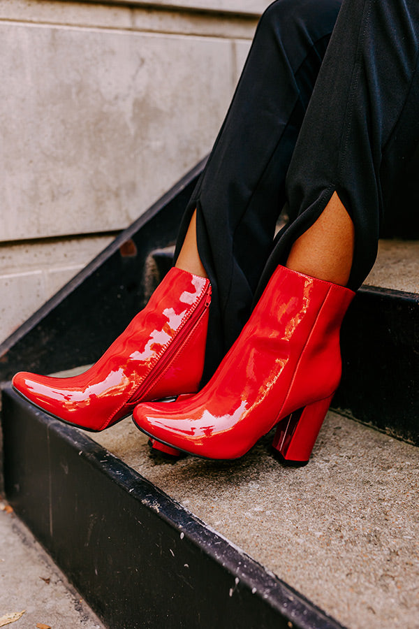 The Yasmine Patent Bootie In Red Image - 5
