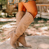 The Lucas Faux Suede Knee High Boot in Taupe Image - 1