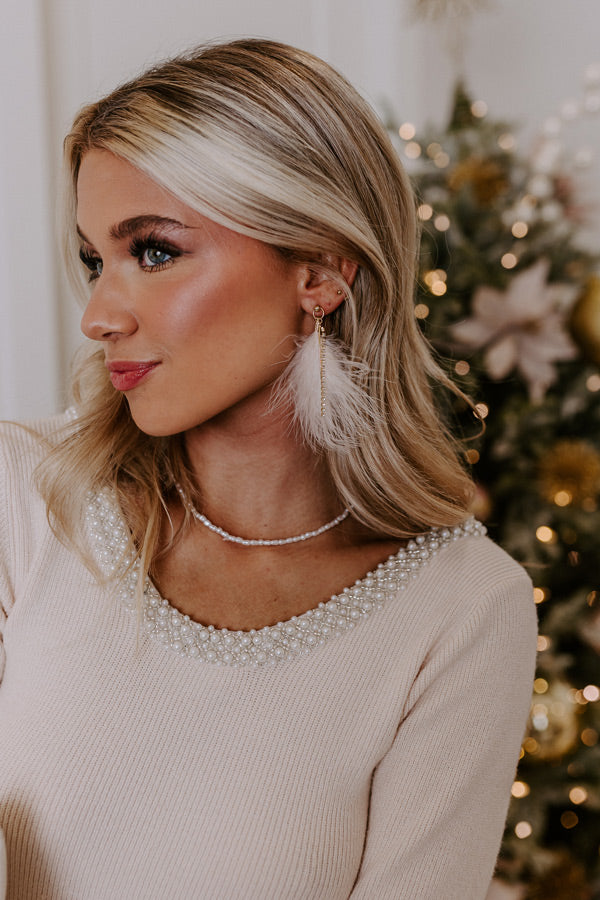 Down To Disco Feather Earrings In Peach Image - 1