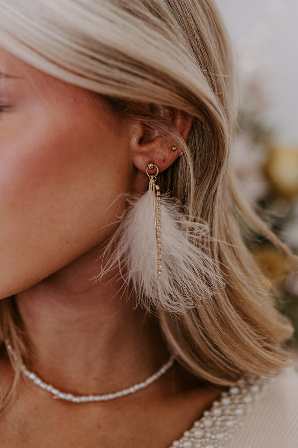 Down To Disco Feather Earrings In Peach Image - 2