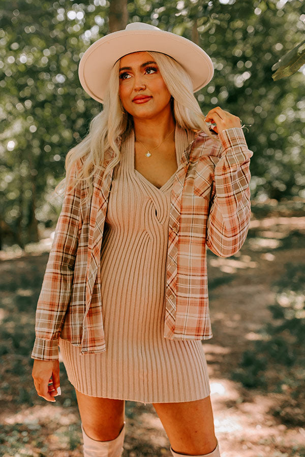 Come Pick Me Up Flannel in Blush