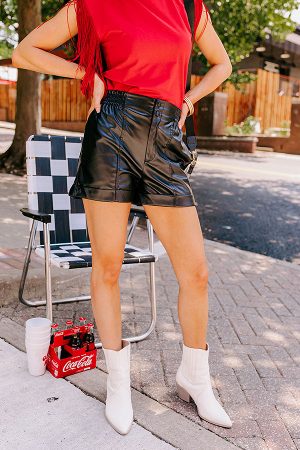 Called To Be Cute Faux Leather Shorts In Black Image - 1