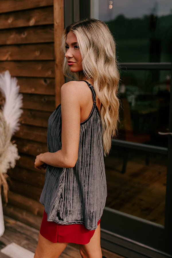 Finding Romance Velvet Tank In Charcoal Image - 5
