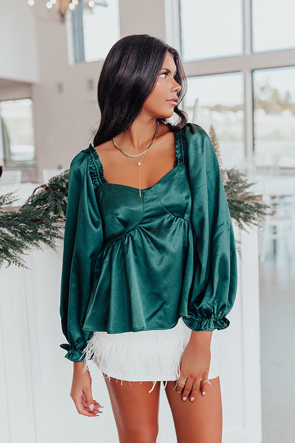 Genuine Reaction Babydoll Top In Hunter Green