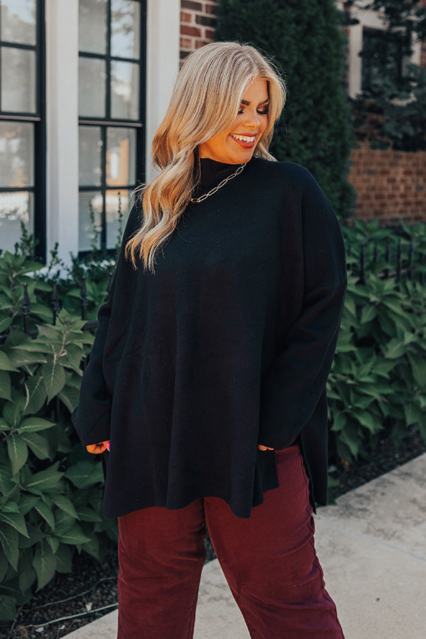 True Warmth Shift Sweater In Black Curves Image - 2