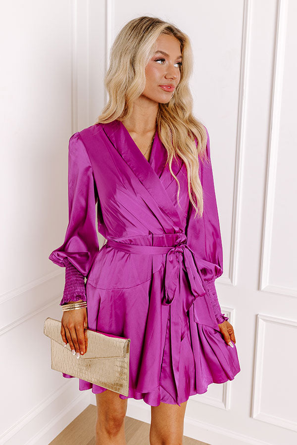 First Class Ticket Satin Dress In Orchid Image - 2