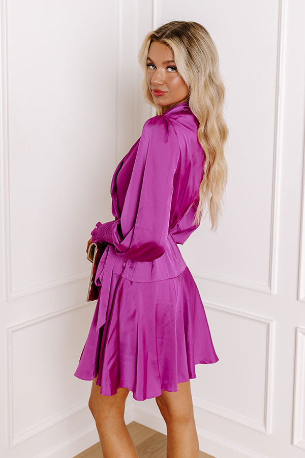 First Class Ticket Satin Dress In Orchid Image - 3