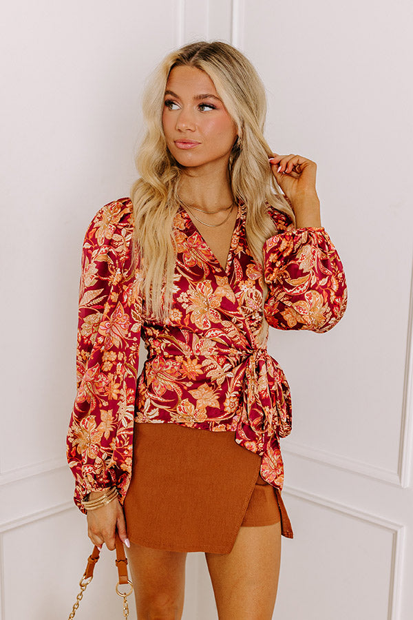 Whirl The Night Away Satin Wrap Top Image - 1