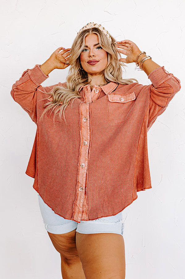 Making It Work Waffle Knit Top In Pumpkin Curves Image - 2