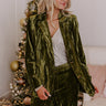 Private Jet Perfection Velvet Blazer in Olive Image - 1