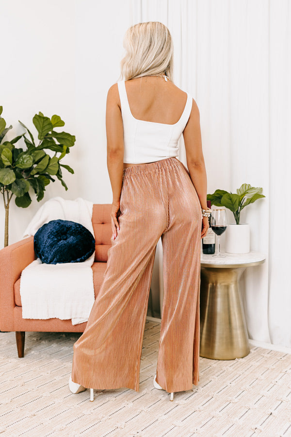 Endless Nights Pleated Pants In Rose Gold Image - 4