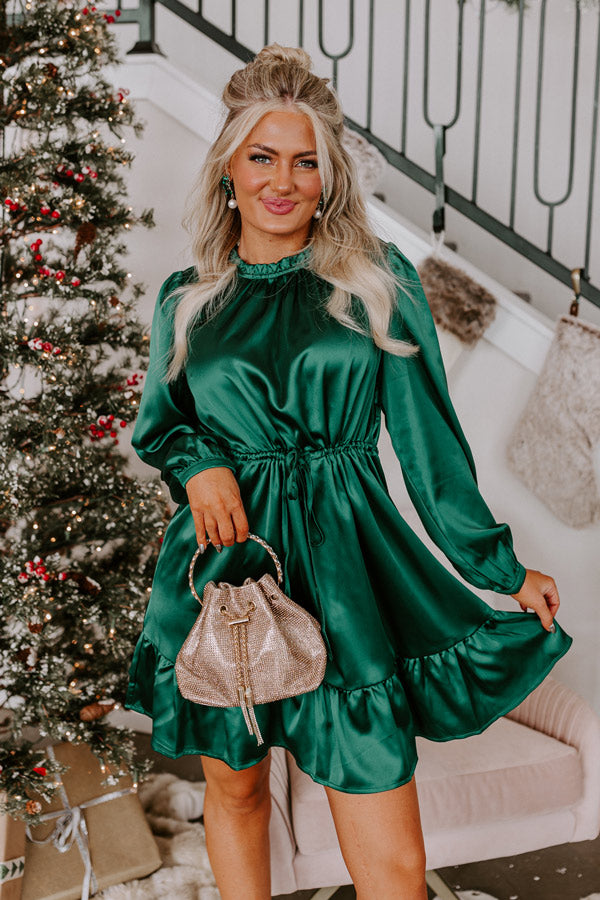 Tried And True Love Satin Dress In Hunter Green Image - 1