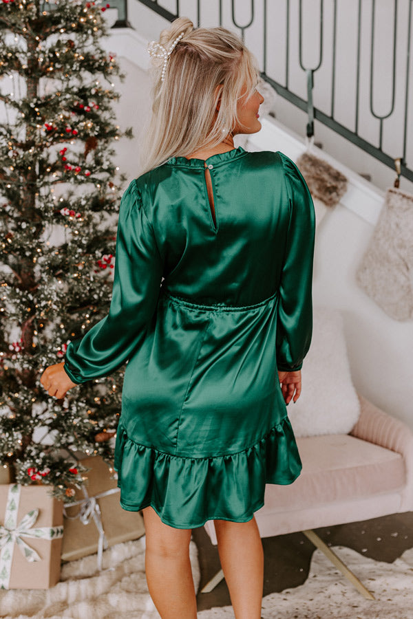 Tried And True Love Satin Dress In Hunter Green Image - 4