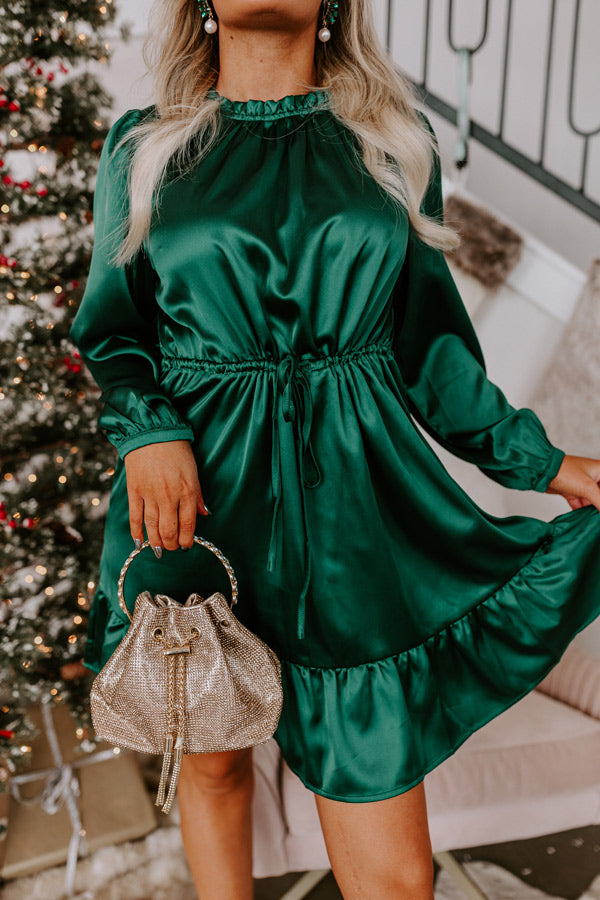 Tried And True Love Satin Dress In Hunter Green Image - 3