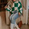 Hear The Beat Checkered Sweater In Hunter Green Image - 1