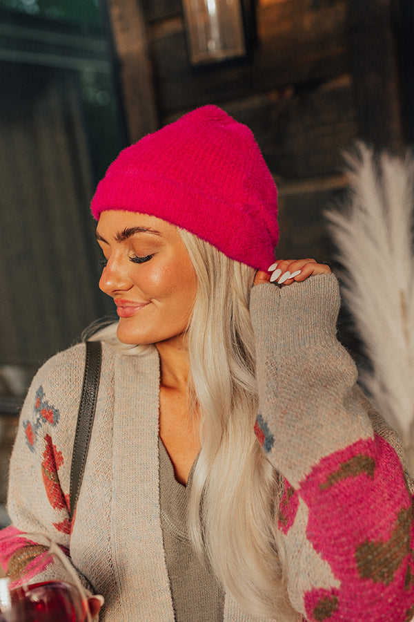 Snowy Afternoon Ultra Soft Beanie in Fuchsia