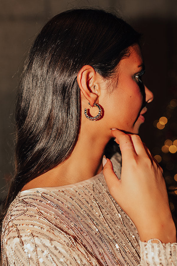 Vineyard Holiday Hoop Earrings in Champagne Image - 1