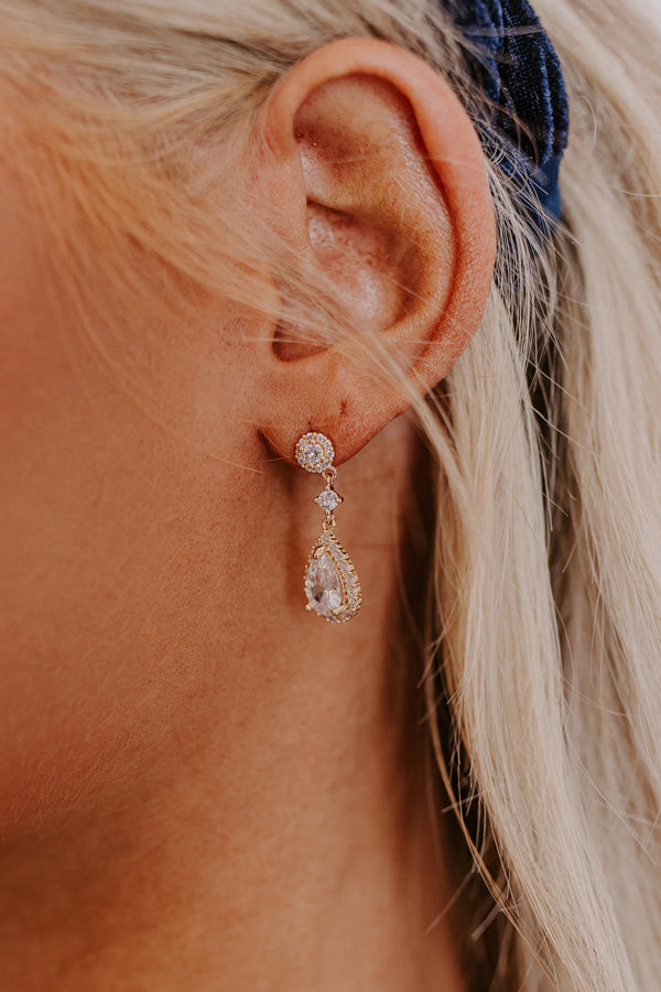 Our Last Dance Cubic Zirconia Earrings In Gold Image - 2