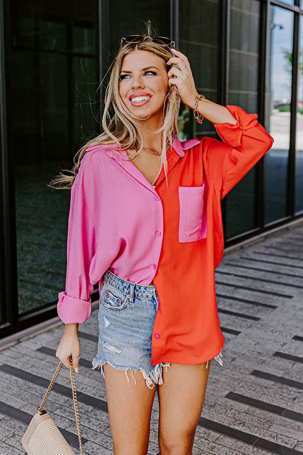 Happy Attitude Color Block Top Image - 1