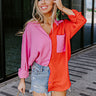 Happy Attitude Color Block Top Image - 1