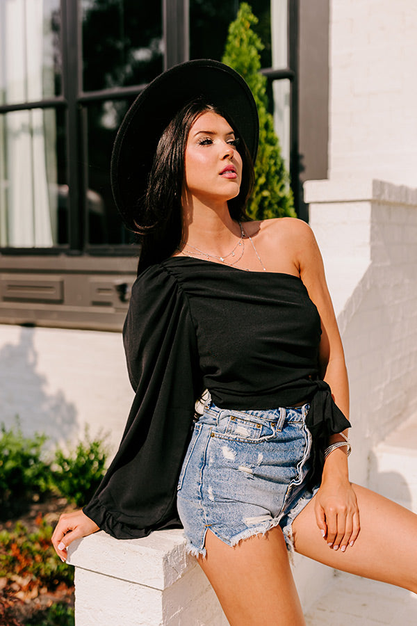 After Hours Party One Shoulder Top in Black Image - 5
