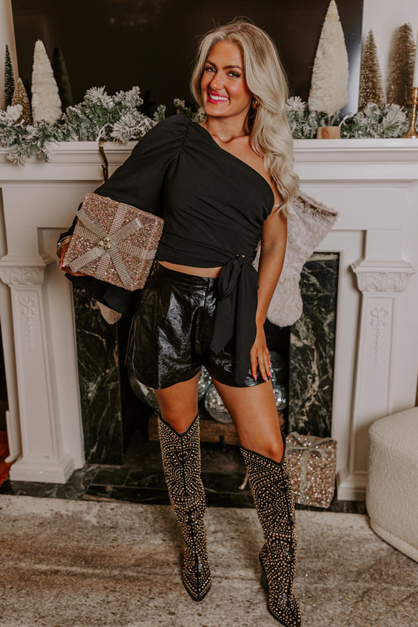 After Hours Party One Shoulder Top in Black Image - 2