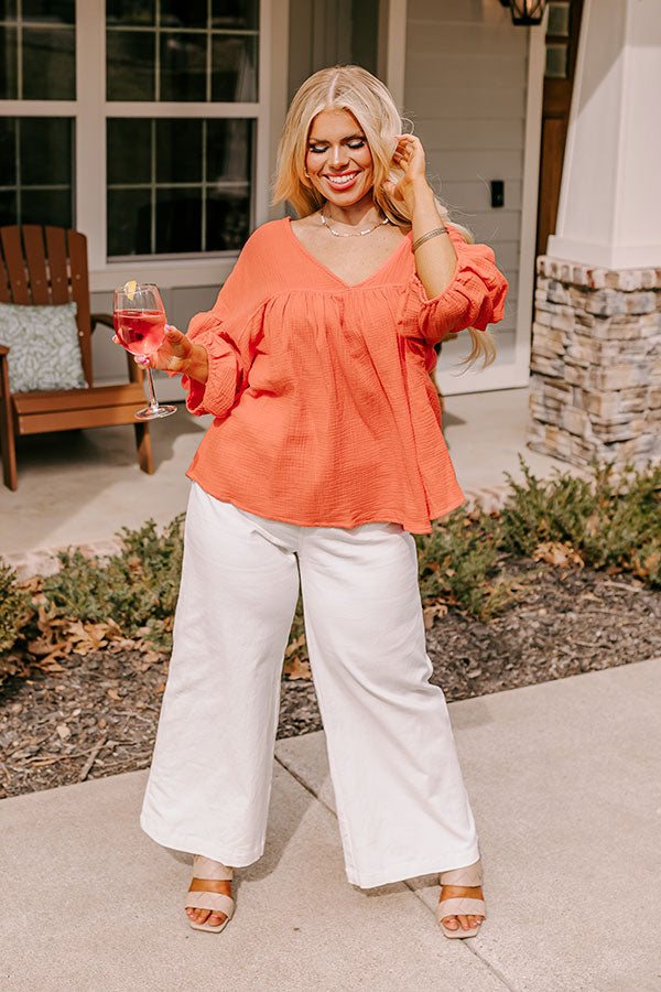 Pause And Reflect Babydoll Top In Bright Coral Curves Image - 2