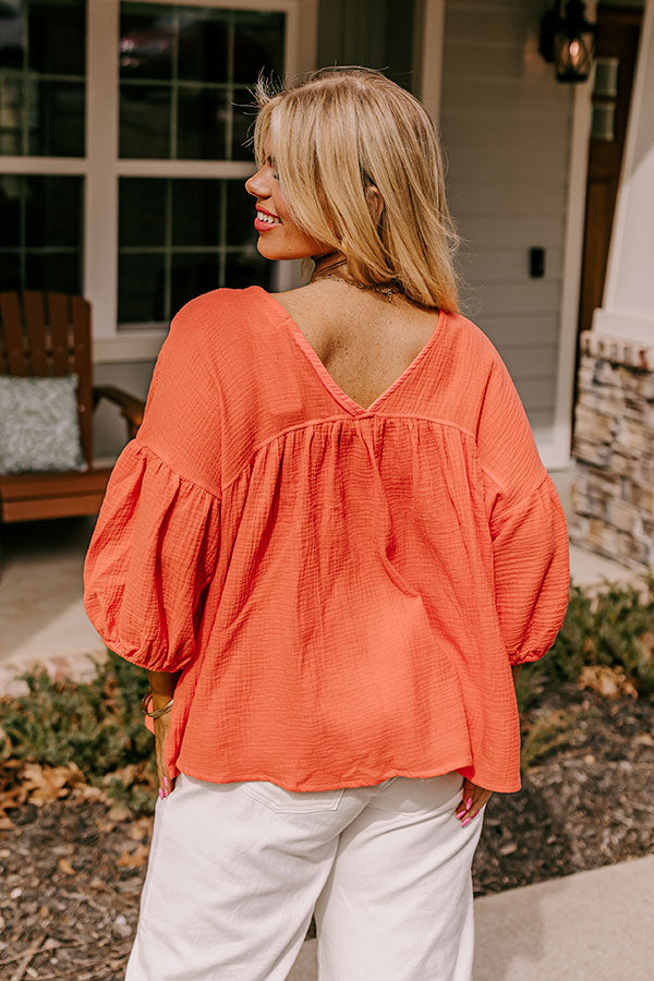 Pause And Reflect Babydoll Top In Bright Coral Curves Image - 3