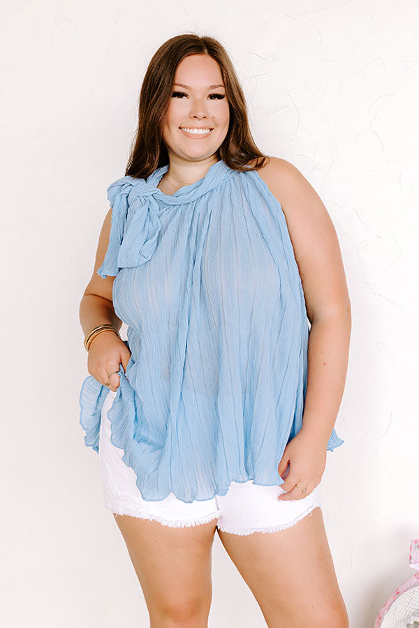 Lead Me Back To You Pleated Top in Airy Blue Curves Image - 1