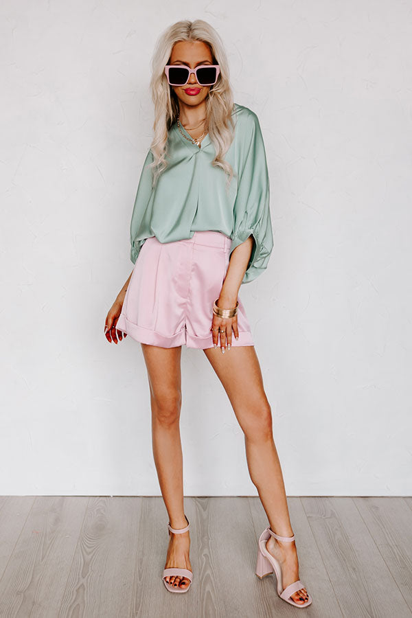 Never Outdone High Waist Shorts in Blush Image - 3